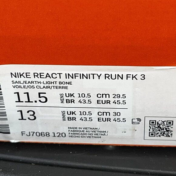 NEW Nike React Infinity Run Flyknit 3 FJ7068 120 Light Bone Mens Size 11.5 main image 7
